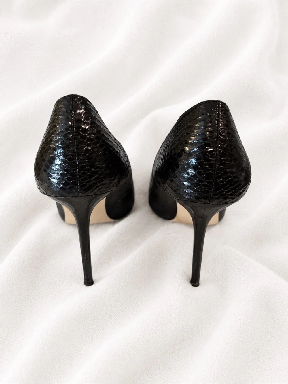 Zara Black Snakeskin Pointed Toe Stiletto Pumps - Picture 3 of 3